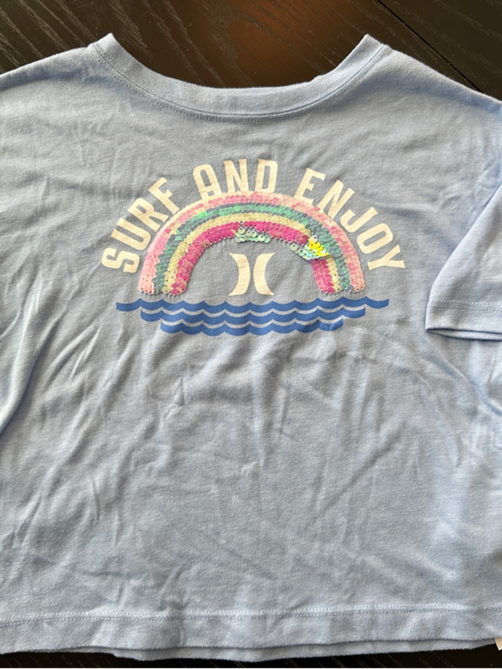 Hurley Light Blue Kids Short-Sleeve Tee with Colorful Surf Graphic